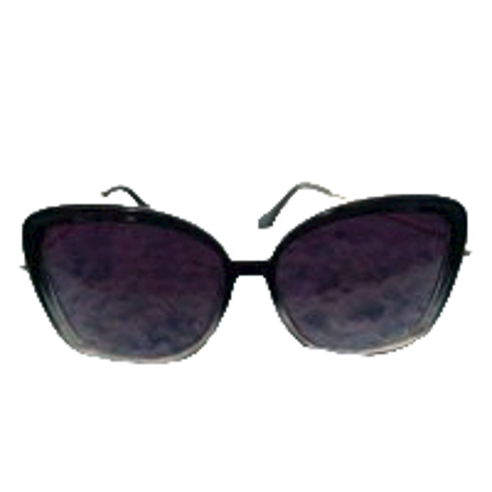 Cat Eye Black Plastic Rim Metal Arms Sunglasses Women NWOT